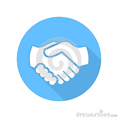 Vector of Handshake Icon on blue circle Vector Illustration