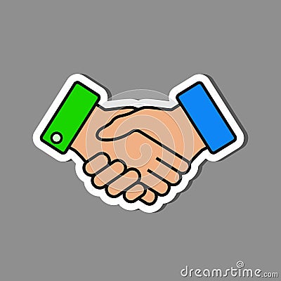 Vector handshake sticker, badge, cooperation symbol Vector Illustration