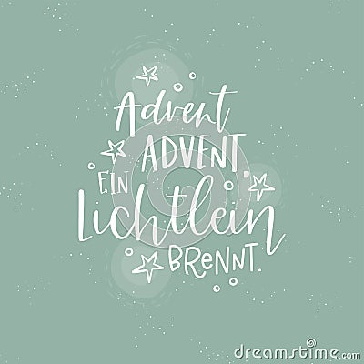 Vector handwritten Advent calligraphic lettering text in German 