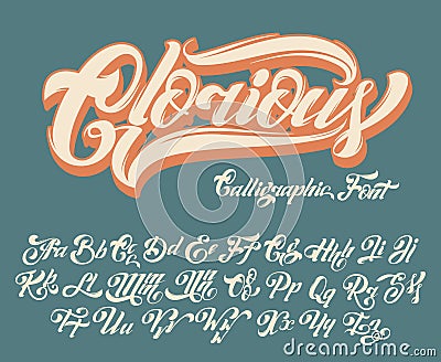 Vector handwritten calligraphic font Vector Illustration