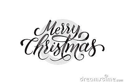 Vector handwritten calligraphic lettering Merry Christmas for greeting cards, invitations. Vector Illustration