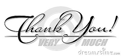 Vector handwritten isolated text "Thank You very much" with shadow. Hand drawn calligraphy lettering Vector Illustration