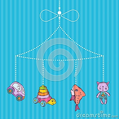 Vector hanging hand drawn kid toys Vector Illustration