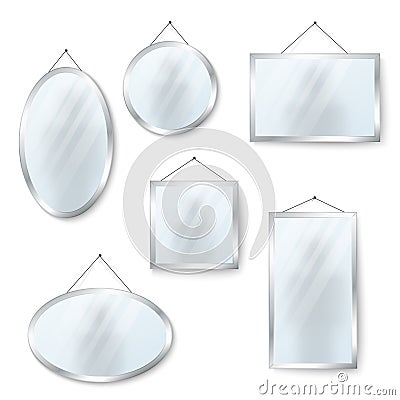 Vector hanging mirrors isolated on white Vector Illustration