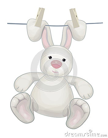 Vector hanging rabbit. Vector Illustration