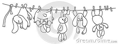 Vector hanging rabbits. Vector Illustration