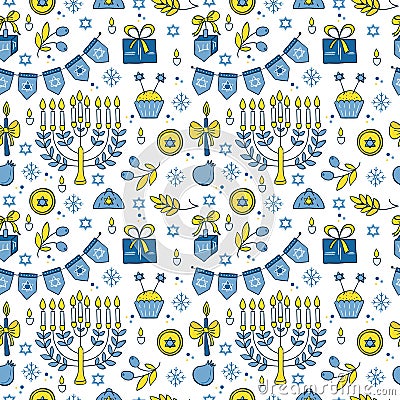 Hanukkah seamless pattern Vector Illustration