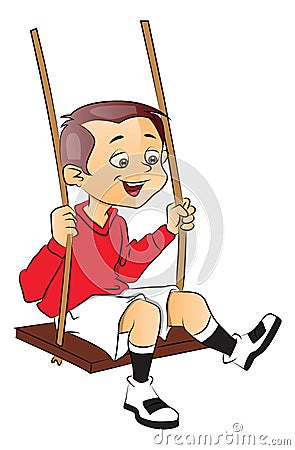 Vector of happy boy on swing Vector Illustration