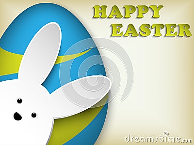 Happy Easter Rabbit Bunny Easter Egg Retro Vector Illustration