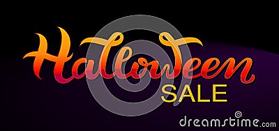 Vector Happy halloween sale banner, invitation. Hand sketched lettering Vector Illustration