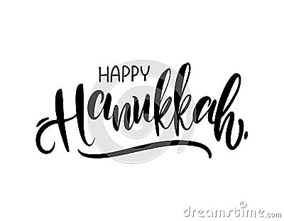 Vector Happy Hanukkah hand lettering. Modern brush calligraphy isolated o white background Stock Photo