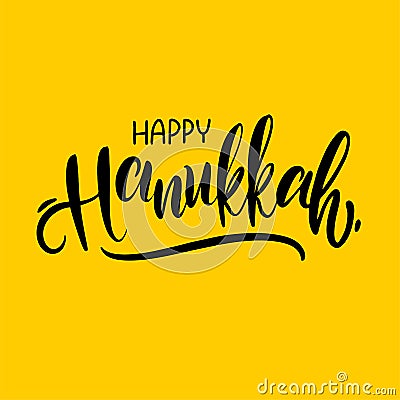 Vector Happy Hanukkah hand lettering. Modern brush calligraphy Stock Photo