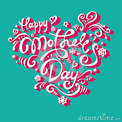 Vector Happy Mather`s day greeting card. Cartoon Illustration