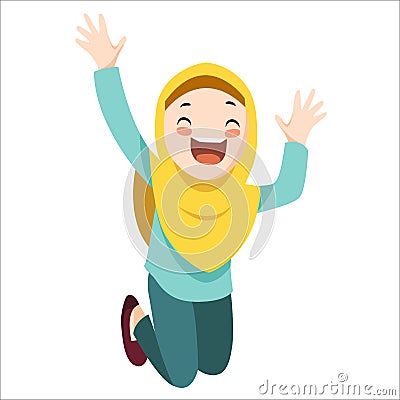 Vector - happy muslim girl Vector Illustration