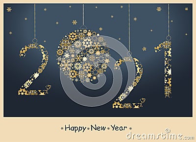 2021 Happy New Year greeting card Vector Illustration