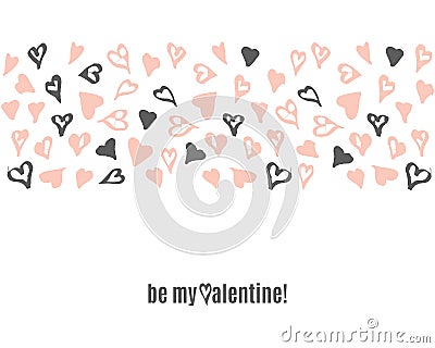 Vector Happy Valentines Day doodle template with hand drawn hearts Vector Illustration