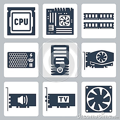 Vector hardware icons set Vector Illustration