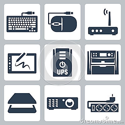 Vector hardware icons set Vector Illustration