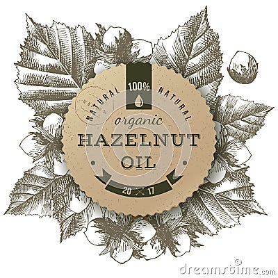 Vector hazelnut oil label Vector Illustration