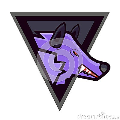 Vector head of enraged wolf in a shield - sports mascot Vector Illustration