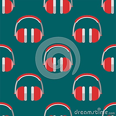 Vector headphones background hip hop seamless pattern musician expressive rap music instrument Vector Illustration