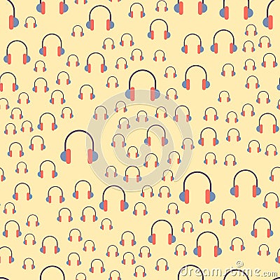 Vector headphones background hip hop seamless pattern musician expressive rap music instrument Vector Illustration