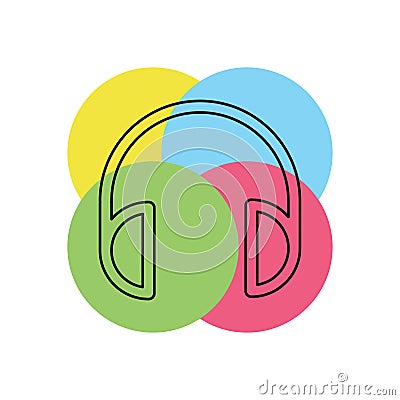 vector headphones icon - sound music Cartoon Illustration