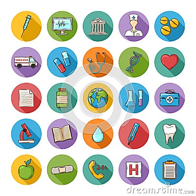 Vector Health care doddle icons set Vector Illustration