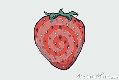 Vector healthy food illustration. Strawberry hand drawn sign. Good for leaflets, cards, posters, prints, menu. Vector Illustration