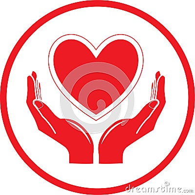 Vector heart and hands icon Stock Photo