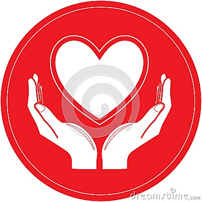 Vector heart and hands icon Stock Photo