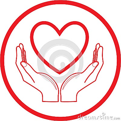 Vector heart and hands icon Vector Illustration