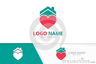 Vector heart and house logo combination. Love home logotype design template. Vector Illustration