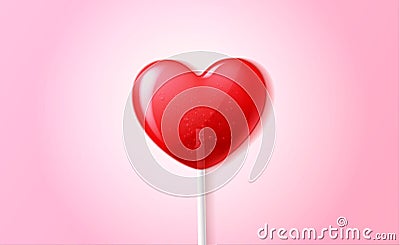 Vector heart lollipop candy 3d valentine day sweet Vector Illustration