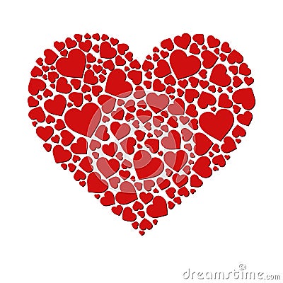 Vector heart made of small hearts Vector Illustration