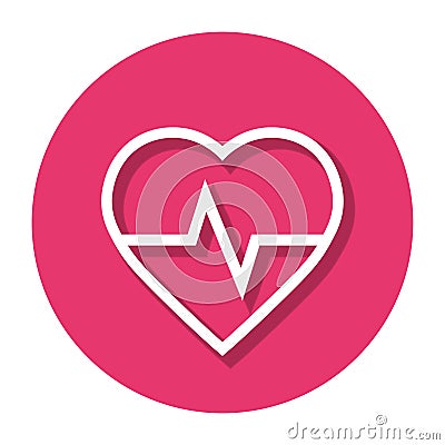 Vector Heart Rate In Circle Line Icon Vector Illustration