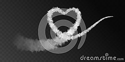 Vector heart shaped plane trail in white color Vector Illustration