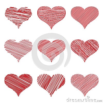 Vector hearts set. Different style and shape Stock Photo