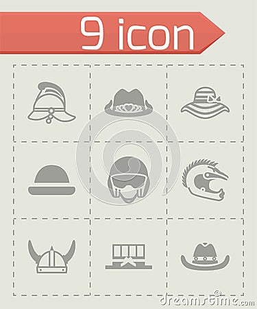 Vector Helmet and hat icon set Vector Illustration