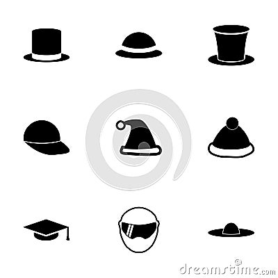 Vector helmet and hat icon set Vector Illustration