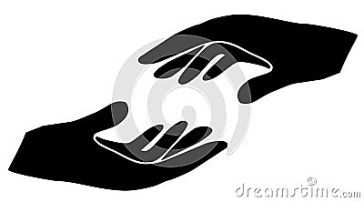 Vector Illustration of Helping Hands Sihlouette. Vector Illustration