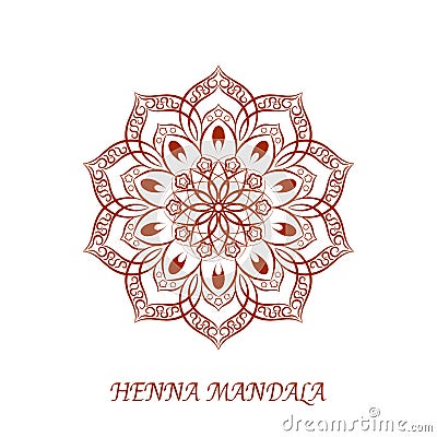 Vector Henna Color Mandala over white Vector Illustration