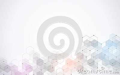 Vector hexagons pattern. Geometric abstract background with simple hexagonal elements. Medical, technology or science design Stock Photo