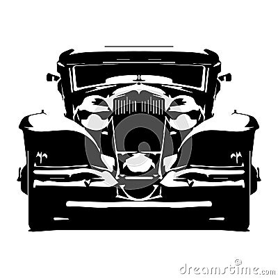 Vector hi-detailed silhouette retro styled hotrod isolated on white background. Vector Illustration