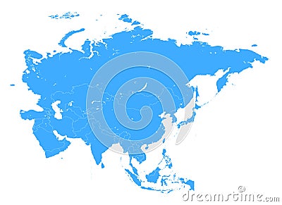 Vector high detail Blue Asia Map Vector Illustration