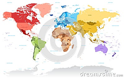 Vector High Detail color map of the World Vector Illustration