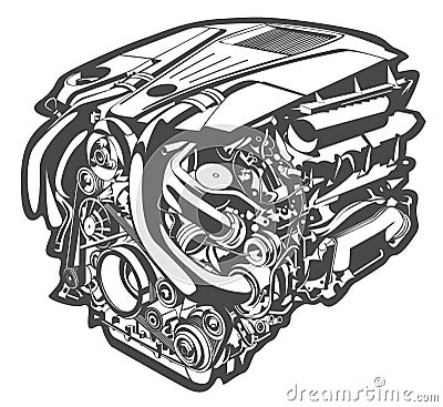 Vector high detailed illustration of abstract engine Vector Illustration