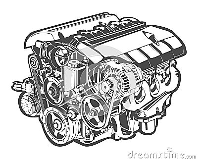 Vector high detailed illustration of abstract engine Vector Illustration