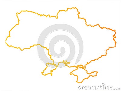 Vector high quality map of the European state of Ukraine - Simple hand made line drawing map Vector Illustration