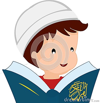 Vector of high quality Muslim reading a book Vector Illustration